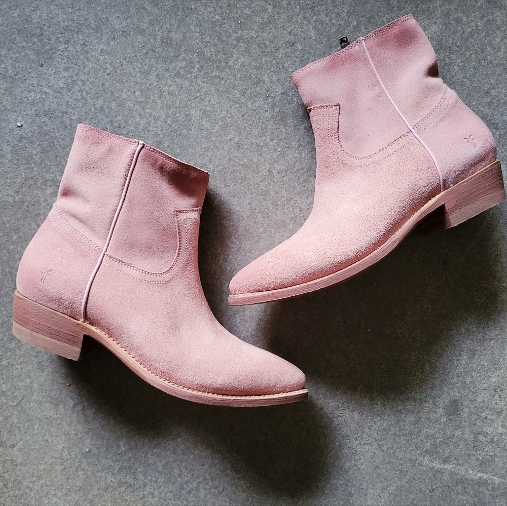 🌟 AUTHENTIC ✨️ NEW Frye Suede Billy Short Boots Dusty Rose Pink 👢 Size 10